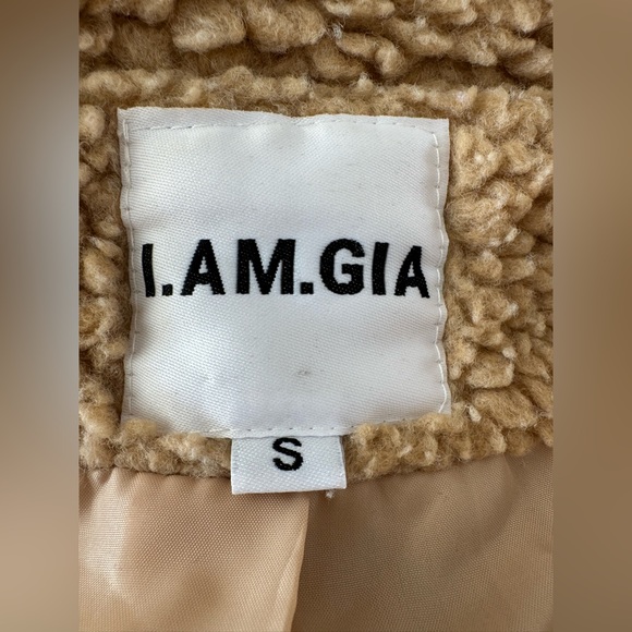 I Am Gia Pixie Tan Oversized Teddy Sherpa Bomber Coat size Small $99 - Picture 11 of 15